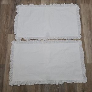 Lauren Ralph Lauren King White Eyelet Lace Pillow Case Lot Of 2 Floral Rare